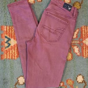 American Eagle Maroon Skinny Jeans